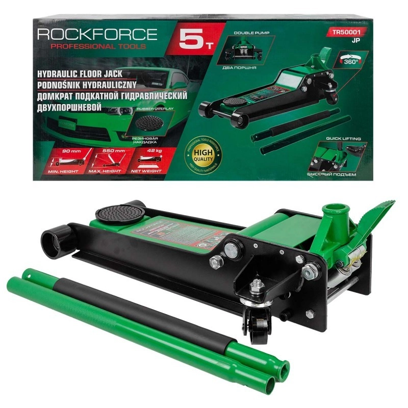 Крик крокодил нископрофилен 5т с педал ROCKFORCE ,TR50001JP (90-550mm)