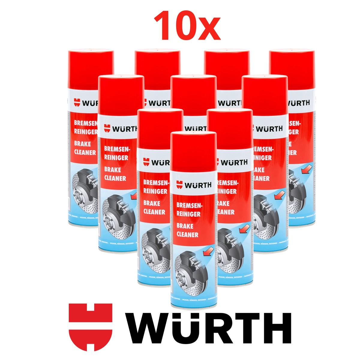 Обезмаслител / Чистител за спирачки WURTH 500ML 10БРОЯ