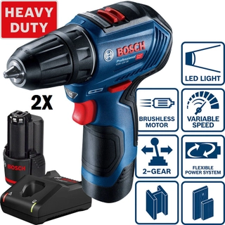 Акумулаторен винтоверт BOSCH GSR 12V-30 12 V, 2бр х 2 Ah батерии, безчетков