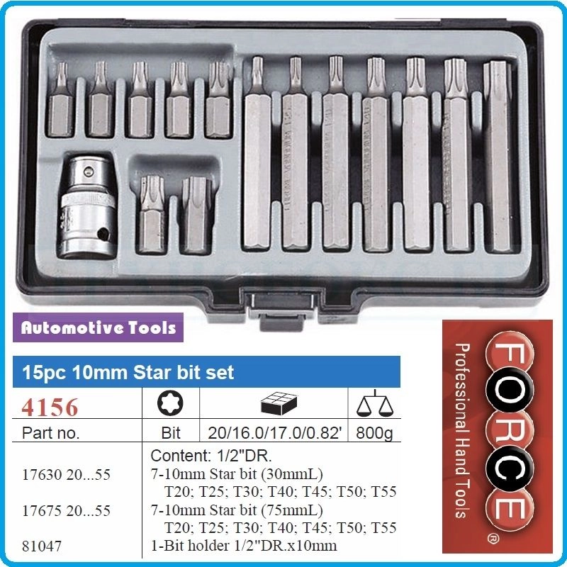 К-т накрайници TORX 1/2 15части