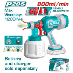 Акумулаторен пистолет за боядисване TOTAL, 20 V, 1 L, без батерия