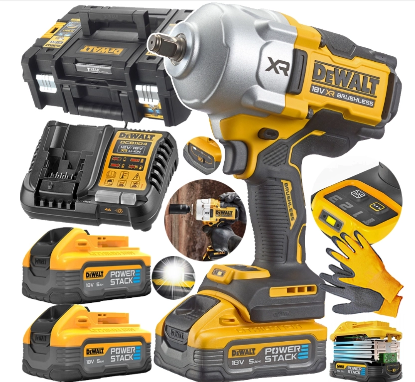 Акумулаторен ударен гайковерт DeWALT DCF961H2T, 18 V, 2372 Nm