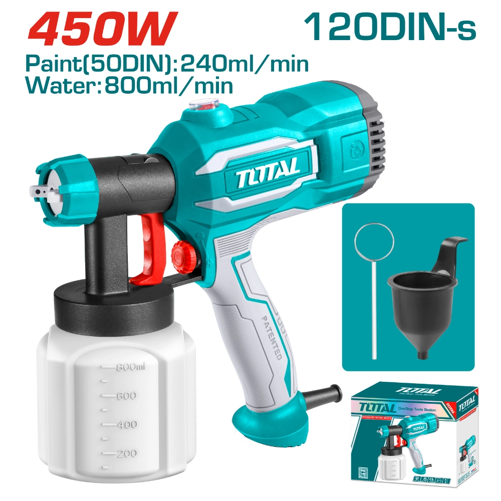 Електрически пистолет за боядисване TOTAL Industrial, 450 W, 0.38 L/min