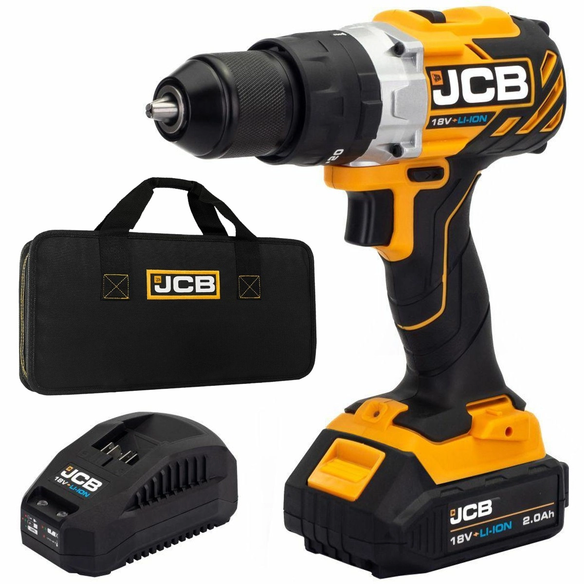 Акумулаторен безчетков ударно-пробивен винтоверт JCB 18BLCD-2XB-E , 65 Nm, 18 V, 1x2.0 Ah, с батерия и зарядно