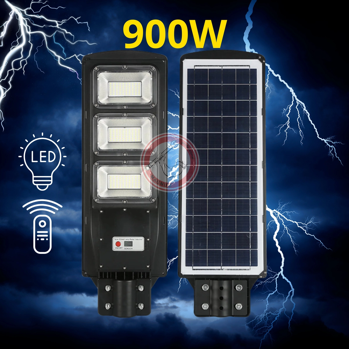LED Соларна улична лампа 900W сензор за движение + дистанционно