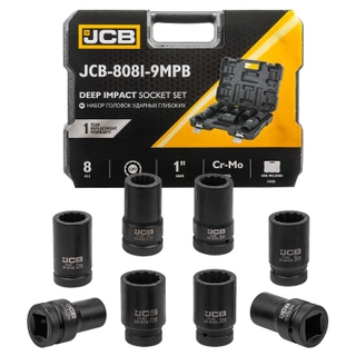 Комплект дълбоки ударни вложки 12-стенни 1" (22 – 41 мм) JCB