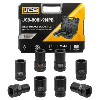 Комплект дълбоки ударни вложки 12-стенни 1" (22 – 41 мм) JCB