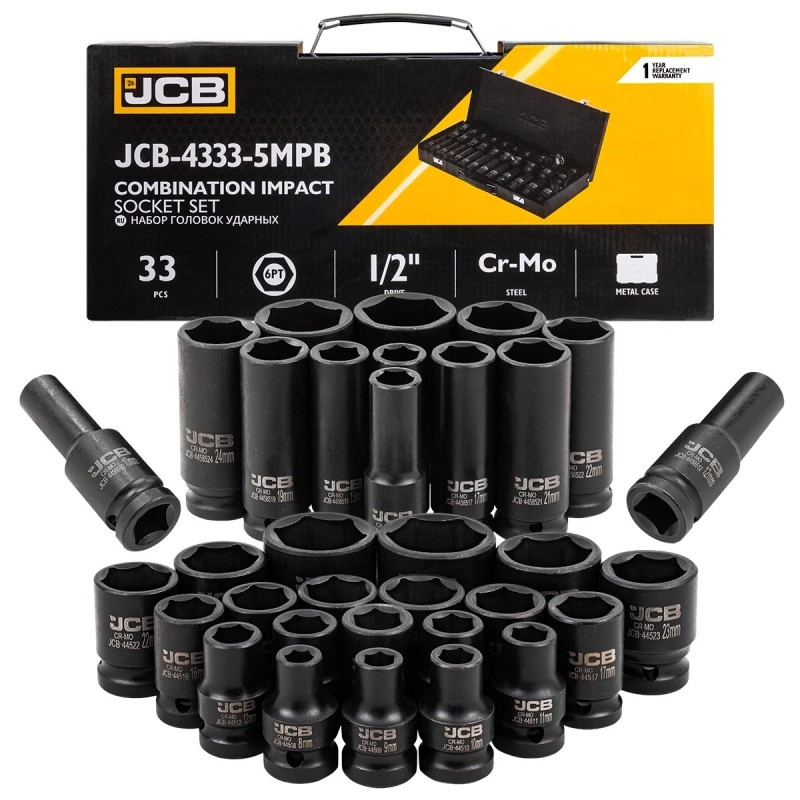 Комплект ударни вложки 33части 1/2" JCB , 4333-5MPB