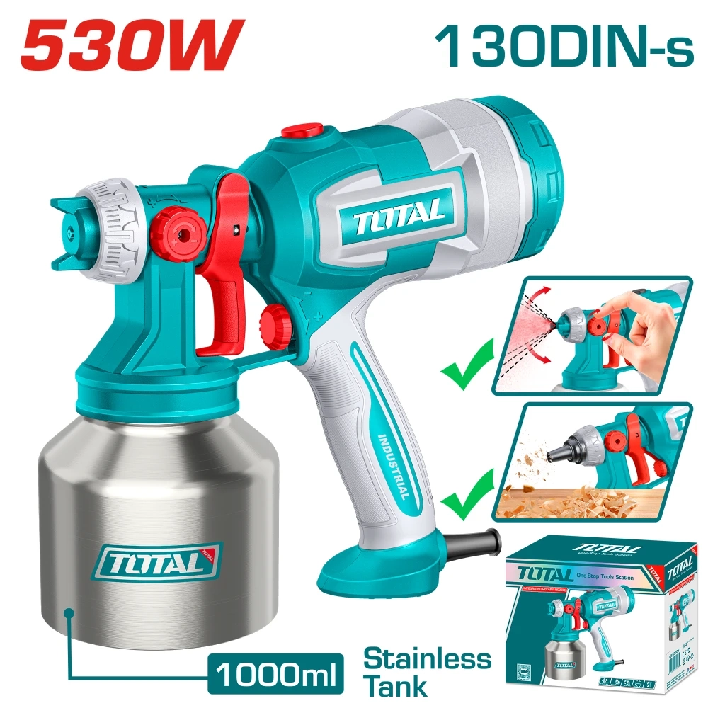 Електрически пистолет за боядисване TOTAL INDUSTRIAL, 530 W, 0.41 L/min