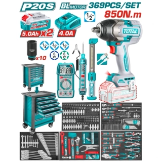 Количка с инструменти TOTAL INDUSTRIAL, 369 части