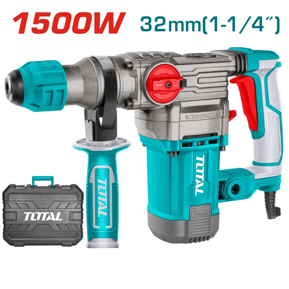 Електрически перфоратор TOTAL INDUSTRIAL, 1500 W, SDS+, куфар